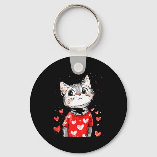 Cats Lover Heart Girls Kitten Valentine’s Day Wome キーホルダー (正面)