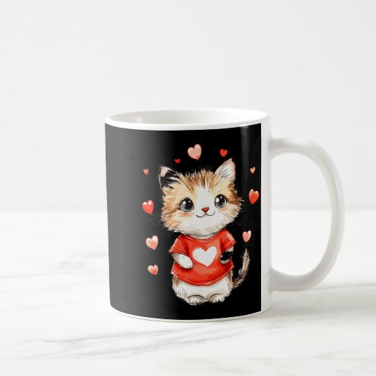 Cats Lover Heart Girls Kitten Valentine’s Day Wome コーヒーマグカップ (右)