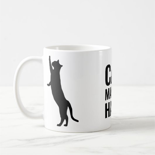 Cats make me happy コーヒーマグカップ (左)