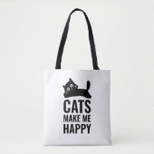 Cats make me happy トートバッグ (正面)