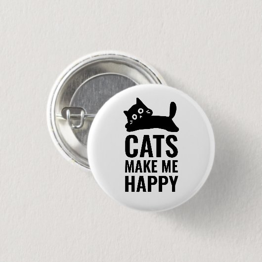 Cats make me happy 缶バッジ (正面&裏面)