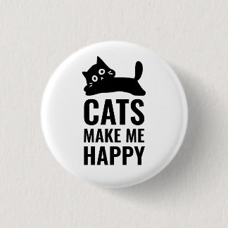 Cats make me happy 缶バッジ