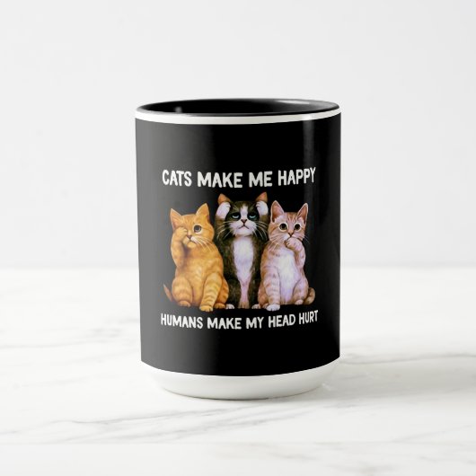 cats make me happy humans make マグカップ (中央)