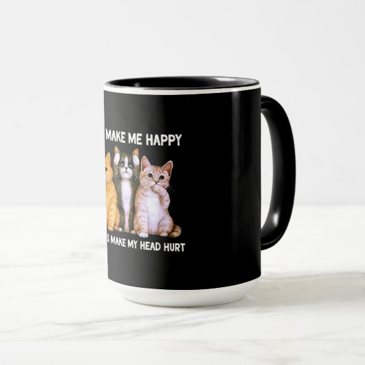 cats make me happy humans make マグカップ (正面右)