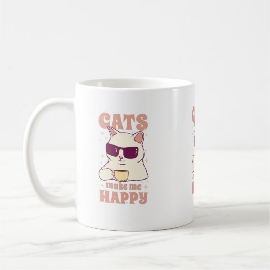 Cats Make Me Happy Mug コーヒーマグカップ (左)
