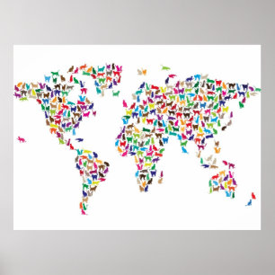 Cats Map of the World Map ポスター