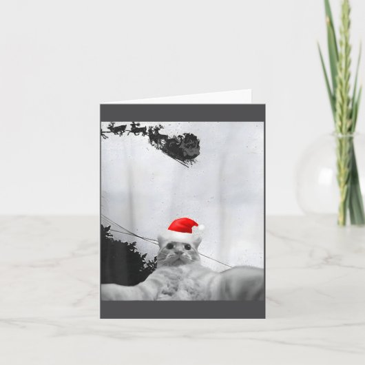 Cats Meme Funny Cat Selfie With Santa Hat Christma カード (正面)