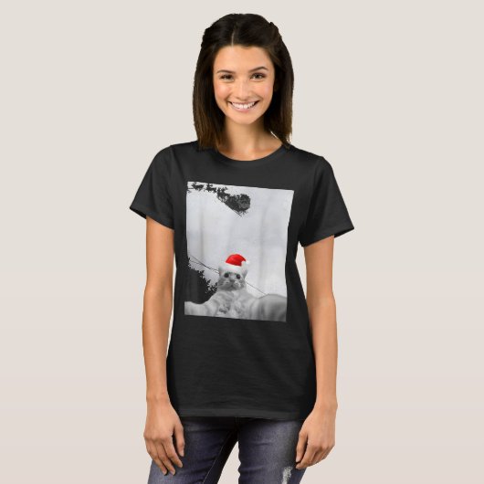 Cats Meme Funny Cat Selfie With Santa Hat Christma Tシャツ (正面フル)