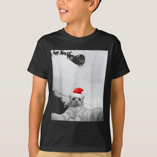 Cats Meme Funny Cat Selfie With Santa Hat Christma Tシャツ (正面)