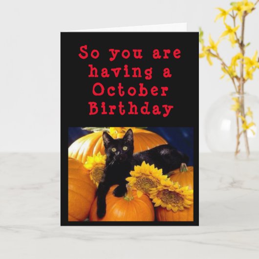 CAT'S MEOSAY *HAPPY OCTOBER誕生日* カード (黄色い花)