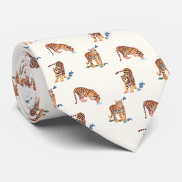 Cats Meow Tigers on Ivory ネクタイ