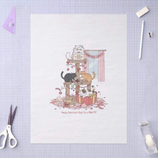  Cat's Meow Valentine's Day Tissue Paper 薄葉紙 (クラフト)