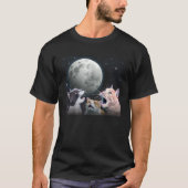 Cats Meowling At Moon Cat   Space Kitten Joke Tシャツ (正面)