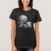 Cats Meowling At Moon Cat   Space Kitten Joke Tシャツ (正面)