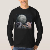 Cats Meowling At Moon Cat   Space Kitten Joke Tシャツ (正面)