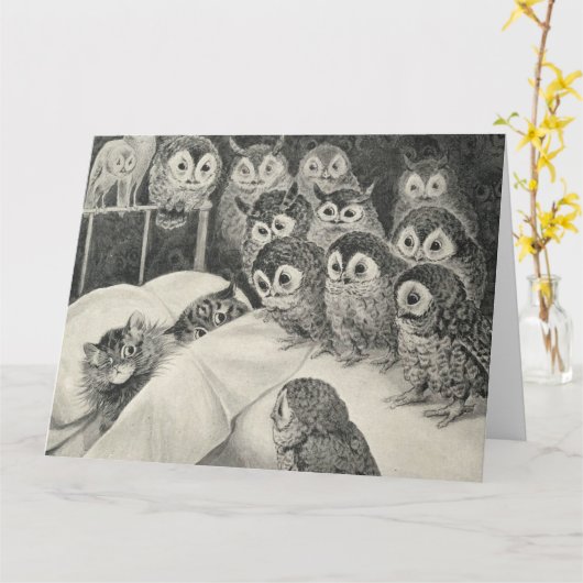 Cats Nightmare. Louis Wain カード (黄色い花)