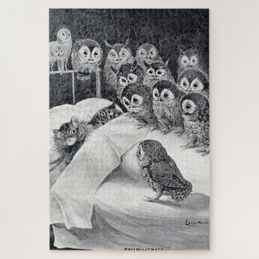 Cats Nightmare Owl Bird, Louis Wain ジグソーパズル (縦)
