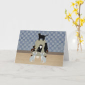 Cats on a big chair Greeting Card カード (黄色い花)