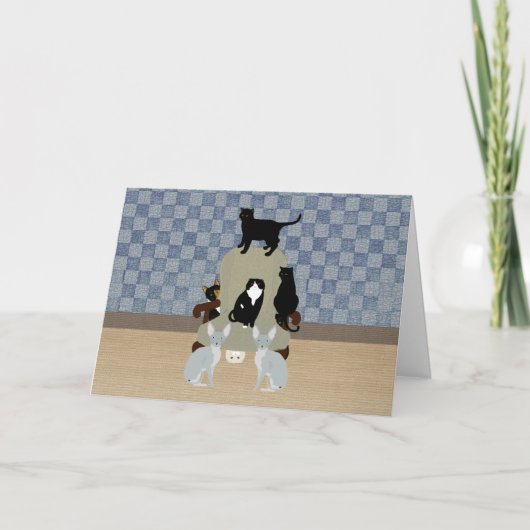 Cats on a big chair Greeting Card カード (正面)