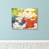 Cats on a red cloth、フランツ・マーク キャンバスプリント (インサイチュ (ウッドフロア))