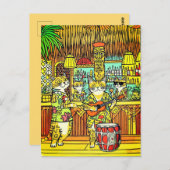 Cats on an Island Vacation in a Tiki Bar ポストカード (正面/裏面)