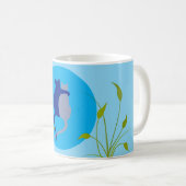 Cats on Blue Coffee Mug – Simple Cat Art  コーヒーマグカップ (正面右)