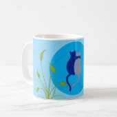 Cats on Blue Coffee Mug – Simple Cat Art  コーヒーマグカップ (正面左)