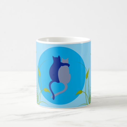Cats on Blue Coffee Mug – Simple Cat Art  コーヒーマグカップ (中央)