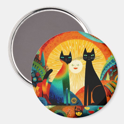 Cats on Bright and Colorful Background, マグネット (正面/裏面)