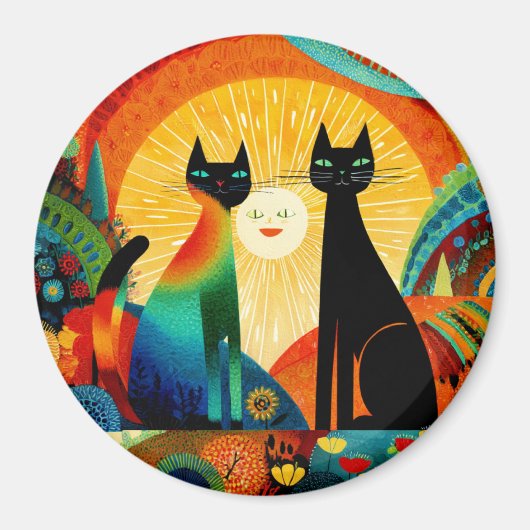 Cats on Bright and Colorful Background, マグネット (正面)