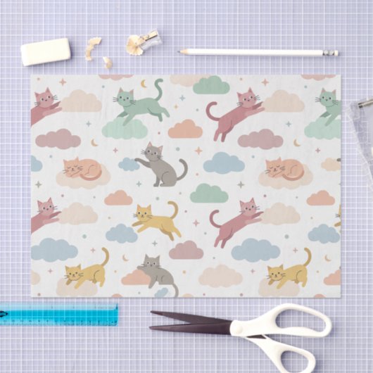 Cats on Clouds Cute 薄葉紙 (クラフト)