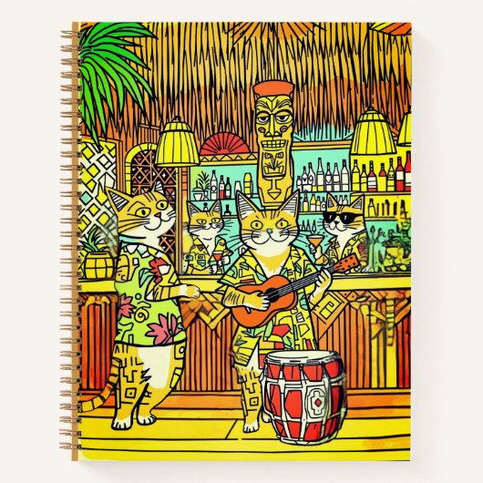 Cats on Vacation in a Tiki Bar Journal ノートブック (正面)