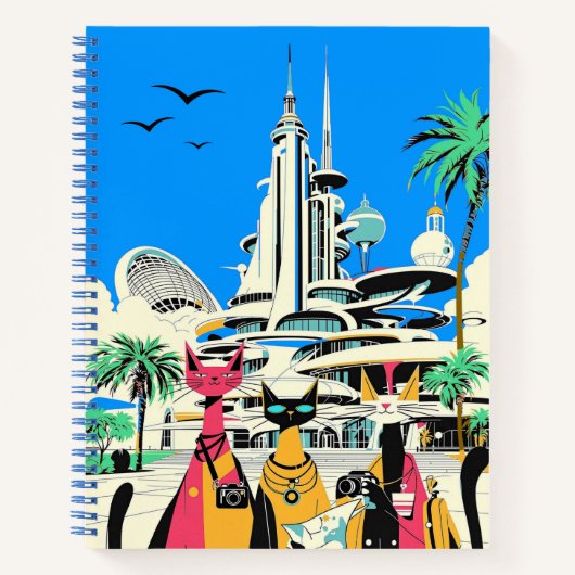 Cats on vacation Visit the Future Journal ノートブック (正面)