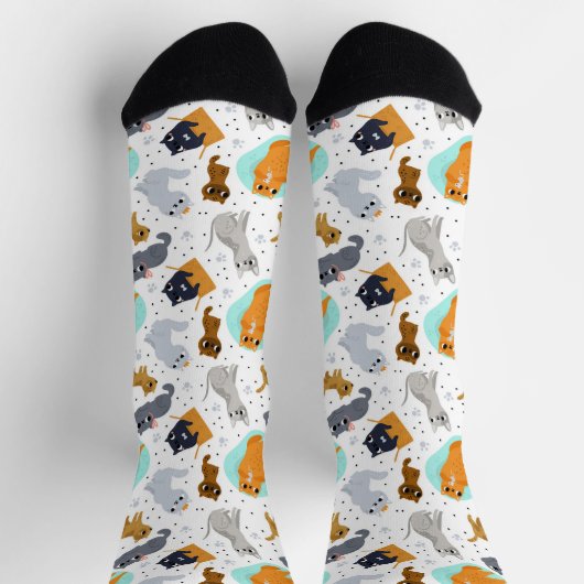 Cats Pattern for Cat Lovers ソックス (上部)