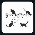 Cats Playing Music Notes スクエアシール<br><div class="desc">Cats Playing Music Notes funny design of cute cats kitty playing music note. Perfect gift for musician art pianist,  cats lovers,  school students,  teachers singers.</div>