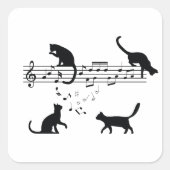 Cats Playing Music Notes スクエアシール (正面)
