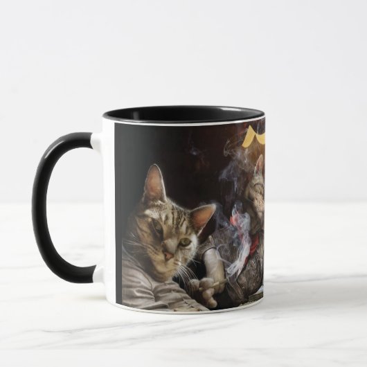 Cats playing poker   マグカップ (左)