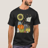 Cats & Pumpkin Sunflower Fall Cat  Thanksgiving Tシャツ (正面)