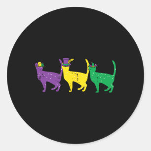 Cats Purple Yellow Green Louisiana Mardi Gras Wome ラウンドシール