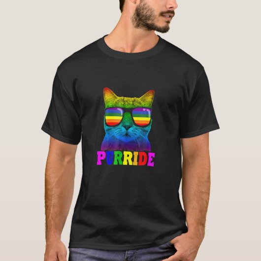 Cats Purride LGB Gay Pride Cat Dad  For Women Men Tシャツ (正面)