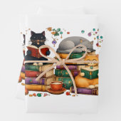 Cats Reading Books Cozy Library Scene ラッピングペーパーシート (インサイチュ)