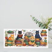 Cats Reading Books Cozy Library Scene 招待状 (スタンド正面)
