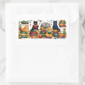 Cats Reading Books Cozy Library Scene 長方形シール (バッグ)
