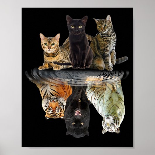 Cats Reflection Friend Cat Lovers Cute Tiger ポスター (正面)