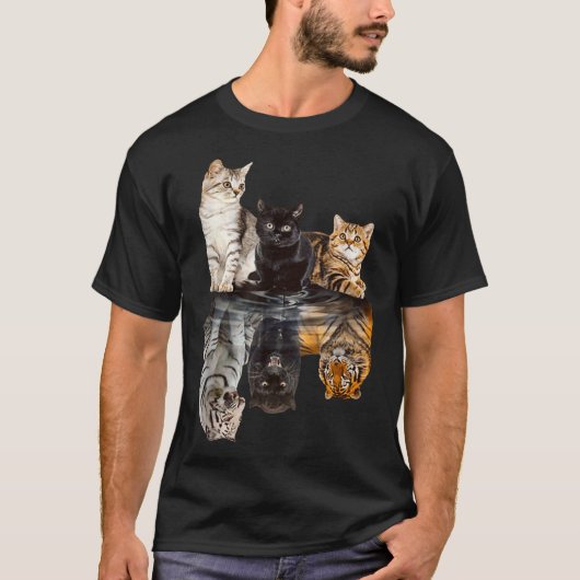Cats Reflection Mirror Tiger Mom Mother Day Love Tシャツ (正面)