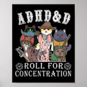 Cats Rpg Gamer Roll For Concentration D20 Dice Ner ポスター (正面)