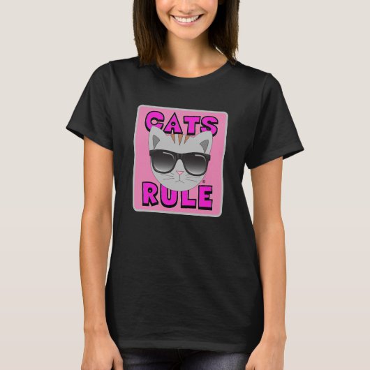 CATS RULEかわいい猫好きTシャツ Tシャツ (正面)