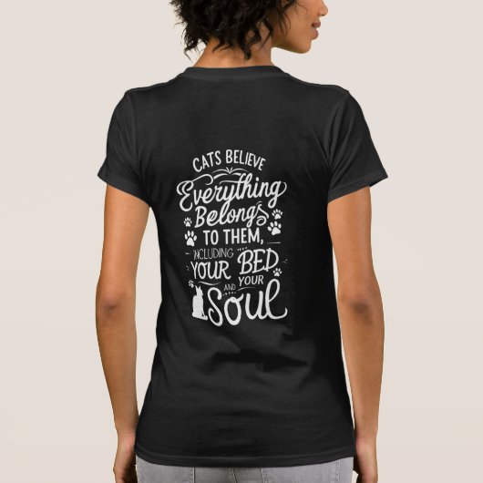 Cats Rule Everything - おもしろい猫好き Tシャツ (裏面)