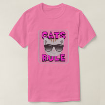 CATS RULE PINK かわいい猫好きtshirt
