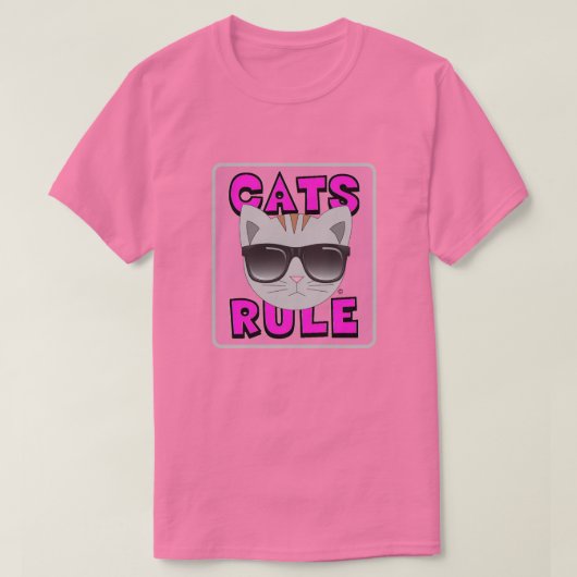 CATS RULE PINK かわいい猫好きtshirt Tシャツ (デザイン正面)